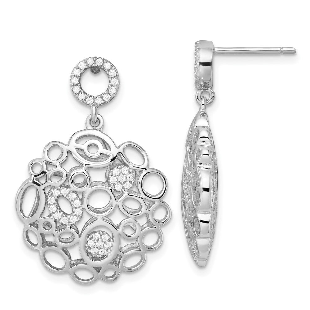 Sterling Silver & CZ Brilliant Embers Dangle Post Earrings, 30.5 x 20.7 mm