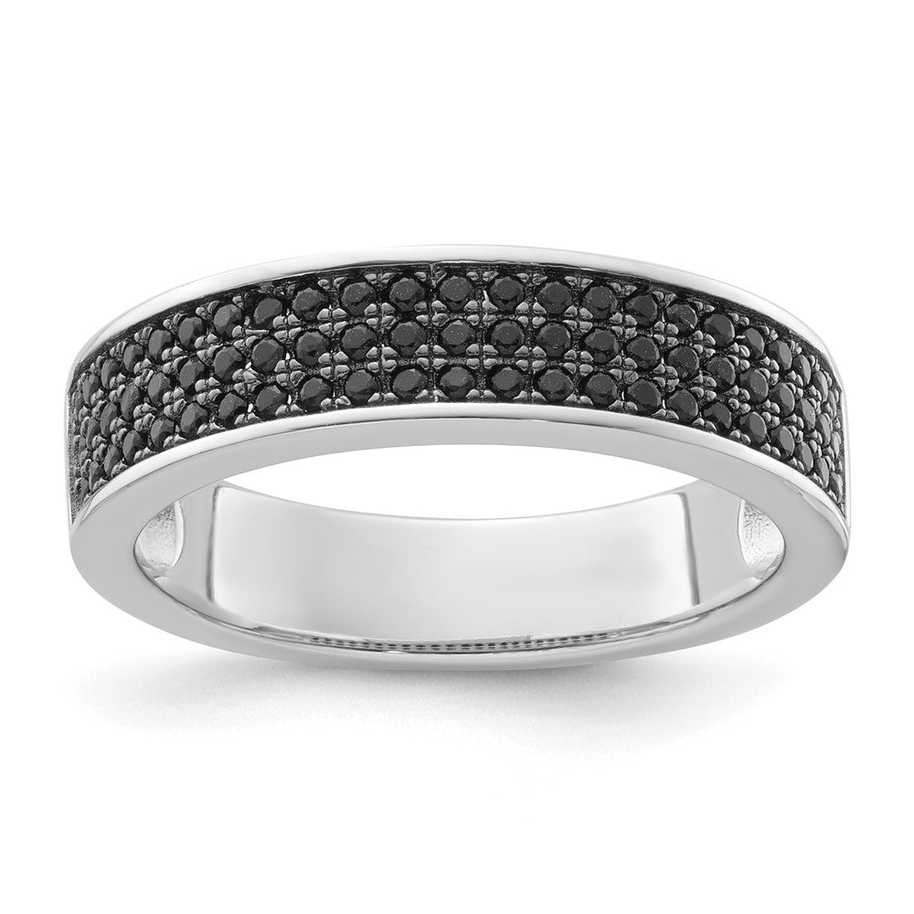 True Fire Sterling Silver Black CZ Ring, Size 6, 5 mm