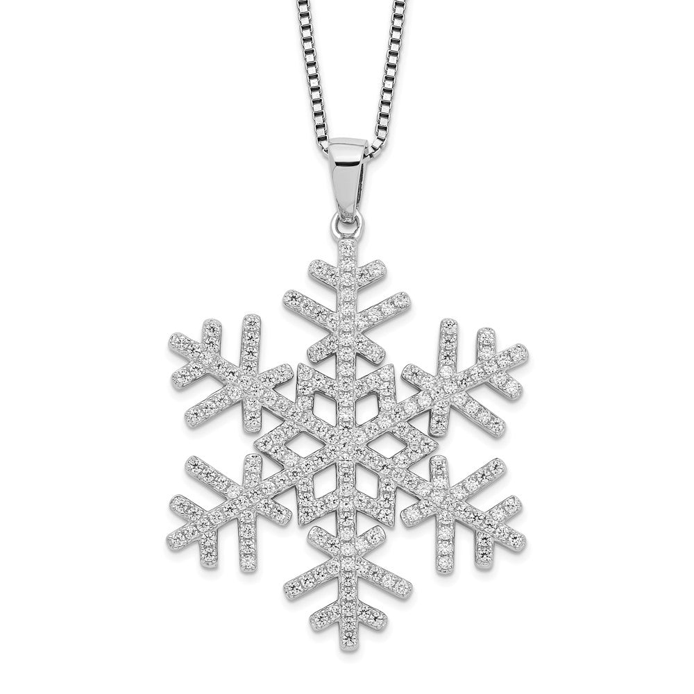 Brilliant Embers Sterling Silver Rhodium-plated 205 Stone 18 inch Micro Pav‚ CZ Snowflake Necklace with 2 Inch Extender, 18 mm