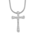 Brilliant Embers Sterling Silver Rhodium-plated 18 Stone 18 inch Micro Pav‚ CZ Cross Necklace with 2 Inch Extender, 18 mm
