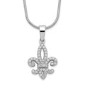Brilliant Embers Sterling Silver Rhodium-plated 45 Stone 18 inch Micro Pav‚ CZ Fleur De Lis Necklace with 2 Inch Extender, 18 mm
