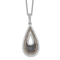 Brilliant Embers Sterling Silver Rhodium-plated 154 Stone 18 inch Micro Pav‚ Black and White CZ Teardrop Necklace with 2 Inch Extender, 20 x 14 mm