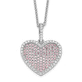 Brilliant Embers Sterling Silver Rhodium-plated 142 Stone 18 inch White and Pink CZ Heart Necklace with 2 Inch Extender, 18 mm