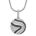 True Fire Sterling Silver Black & White CZ Circle w/ 2in ext Necklace, 20 mm, 2.45 g