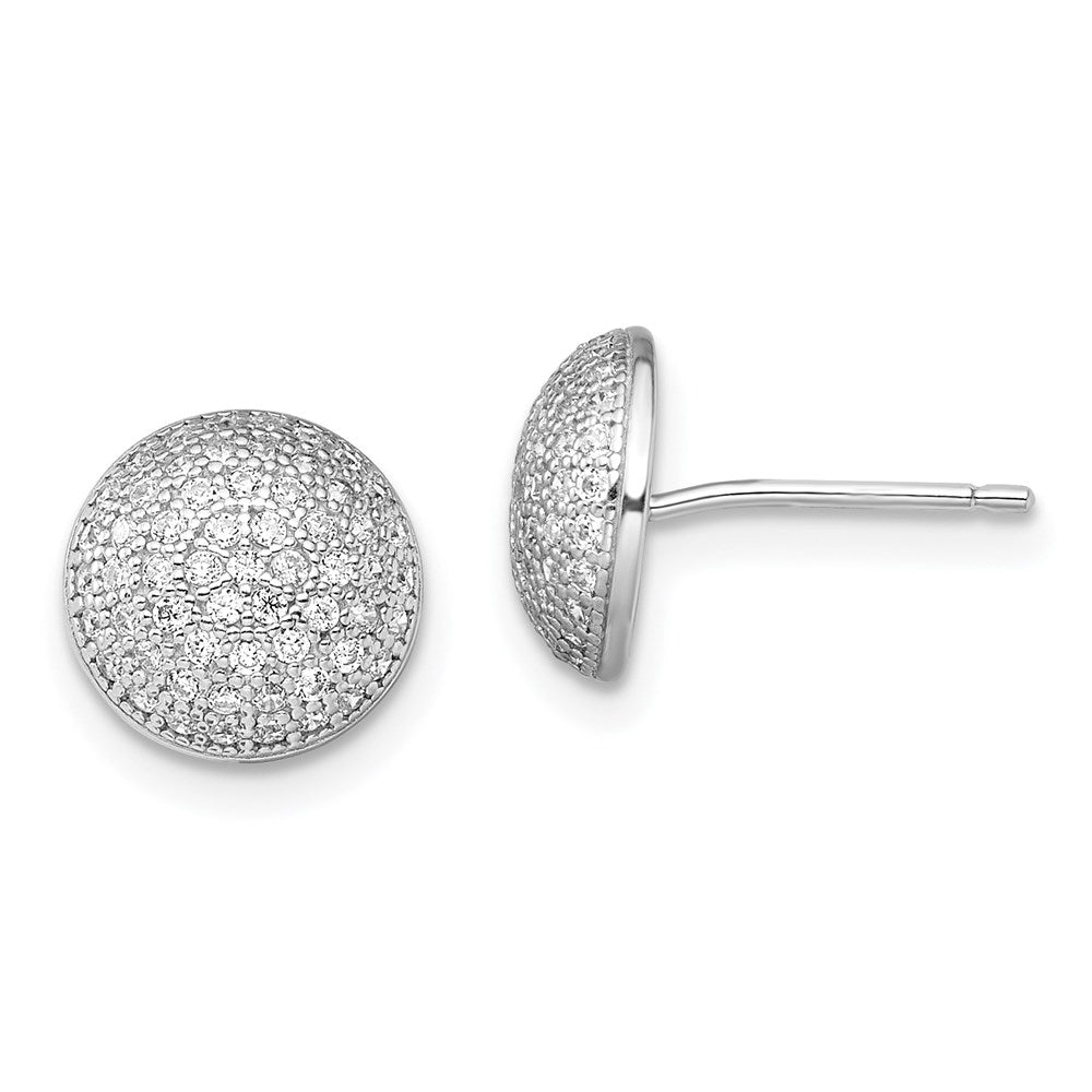 Brilliant Embers Sterling Silver Rhodium-plated 118 Stone Micro Pav‚ CZ Post Earrings, 9.5 x 9.5 mm