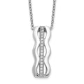 Brilliant Embers Sterling Silver Rhodium-plated 17 Stone 18 inch Micro Pav‚ CZ Necklace with 2 Inch Extender, 20 x 7 mm
