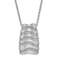 Sterling Silver & CZ Brushed Brilliant Embers w/ 2in ext Necklace, 20 mm