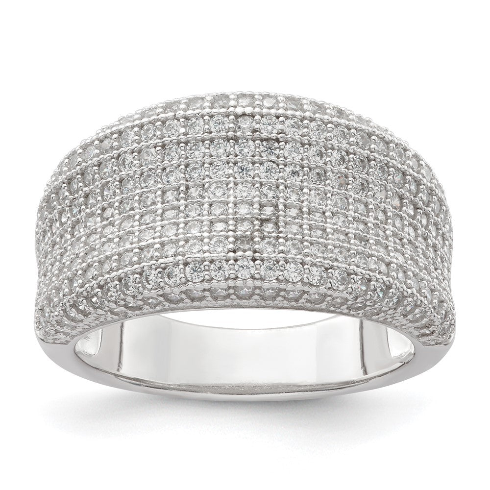 Sterling Silver Rhodium-Plated CZ Brilliant Embers Ring, Size 6, 11 mm