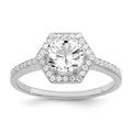 Brilliant Embers Sterling Silver Rhodium-plated 39 Stone Hexagon Halo Micro Pav‚ CZ Ring, Size 7