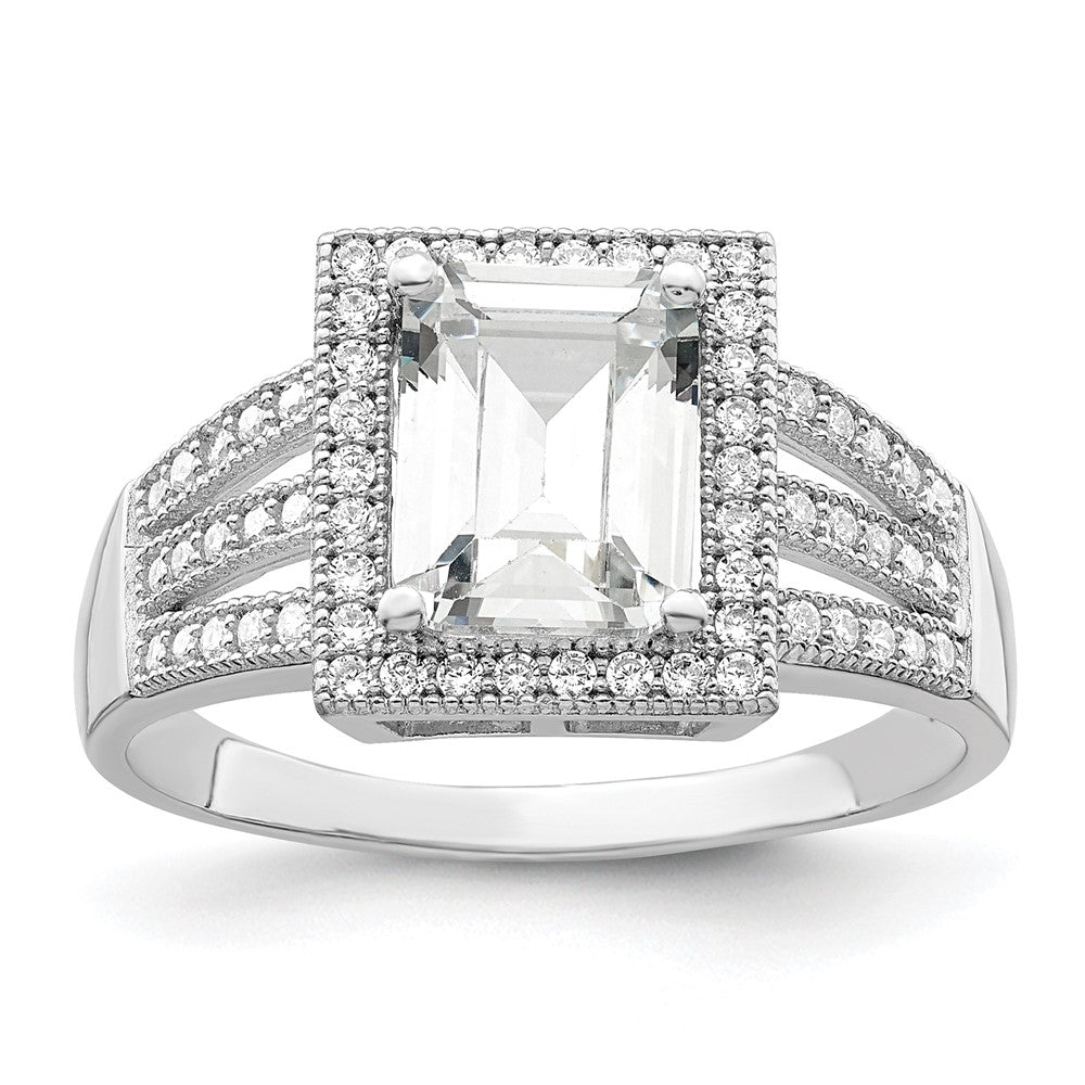 Brilliant Embers Sterling Silver Rhodium-plated 61 Stone Micro Pav‚ CZ Ring, Size 7, 3.6 g