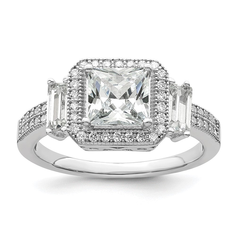Brilliant Embers Sterling Silver Rhodium-plated 51 Stone Micro Pav‚ CZ Ring, Size 8