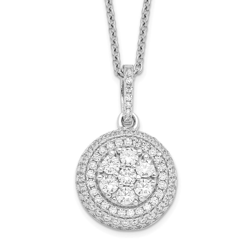 Brilliant Embers Sterling Silver Rhodium-plated 103 Stone 18 inch Micro Pav‚ CZ Necklace with 2 Inch Extender, 18 mm