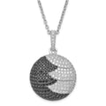 True Fire Sterling Silver Black & White CZ Circle w/ 2in ext Necklace, 20 mm, 3.05 g