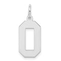 Sterling Silver/Rhodium-plated Polished Number 0 Charm, 21 x 8 mm