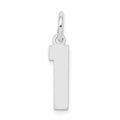 Sterling Silver/Rhodium-plated Polished Number 1 Charm, 21 x 8 mm