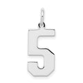 Sterling Silver/Rhodium-plated Polished Number 5 Charm, 21 x 8 mm