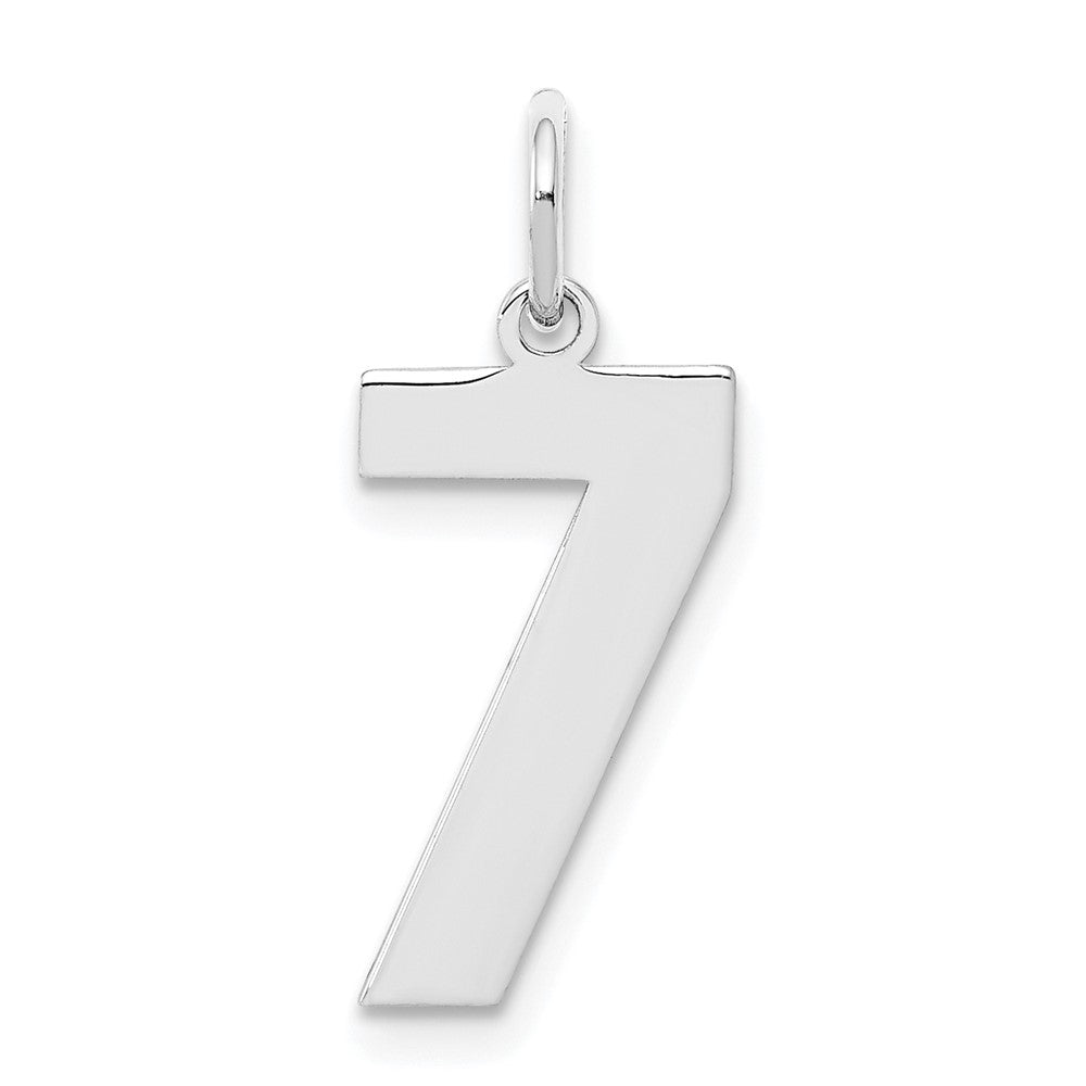 Sterling Silver/Rhodium-plated Polished Number 7 Charm, 21 x 8 mm