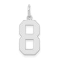Sterling Silver/Rhodium-plated Polished Number 8 Charm, 21 x 8 mm