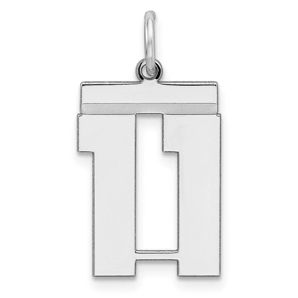 Sterling/Silver Rhodium-plated Polished Number 11 Charm, 21 x 16 mm