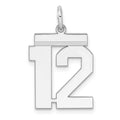 Sterling/Silver Rhodium-plated Polished Number 12 Charm, 21 x 16 mm