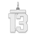 Sterling/Silver Rhodium-plated Polished Number 13 Charm, 21 x 16 mm
