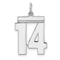 Sterling/Silver Rhodium-plated Polished Number 14 Charm, 21 x 16 mm