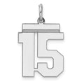 Sterling/Silver Rhodium-plated Polished Number 15 Charm, 21 x 16 mm