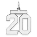 Sterling/Silver Rhodium-plated Polished Number 20 Charm, 21 x 16 mm