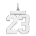 Sterling Silver/Rhodium-plated Polished Number 23 Charm, 21 x 16 mm