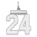 Sterling/Silver Rhodium-plated Polished Number 24 Charm, 21 x 16 mm