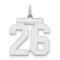 Sterling/Silver Rhodium-plated Polished Number 26 Charm, 21 x 16 mm