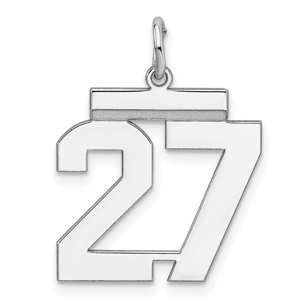 Sterling/Silver Rhodium-plated Polished Number 27 Charm, 21 x 16 mm