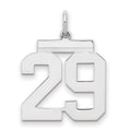 Sterling/Silver Rhodium-plated Polished Number 29 Charm, 21 x 16 mm