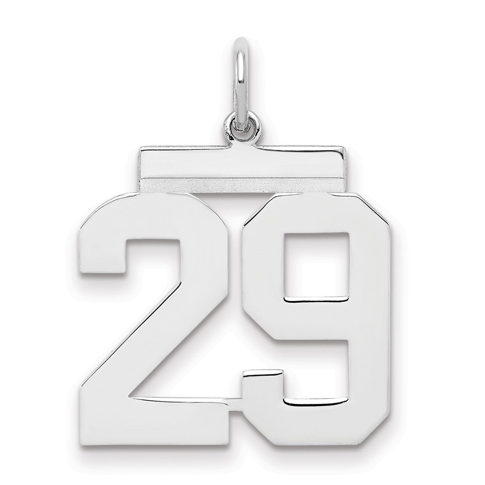 Sterling/Silver Rhodium-plated Polished Number 29 Charm, 21 x 16 mm