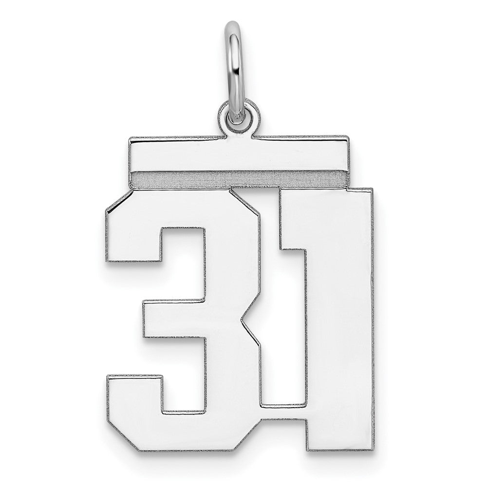 Sterling/Silver Rhodium-plated Polished Number 31 Charm, 21 x 16 mm