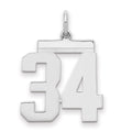 Sterling/Silver Rhodium-plated Polished Number 34 Charm, 21 x 16 mm