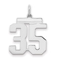 Sterling/Silver Rhodium-plated Polished Number 35 Charm, 21 x 16 mm