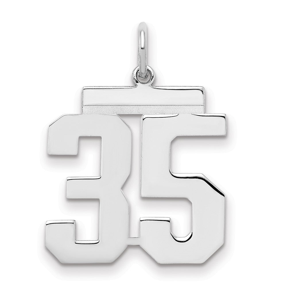 Sterling/Silver Rhodium-plated Polished Number 35 Charm, 21 x 16 mm