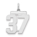 Sterling/Silver Rhodium-plated Polished Number 37 Charm, 21 x 16 mm