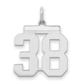 Sterling/Silver Rhodium-plated Polished Number 38 Charm, 21 x 16 mm
