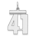 Sterling/Silver Rhodium-plated Polished Number 41 Charm, 21 x 16 mm