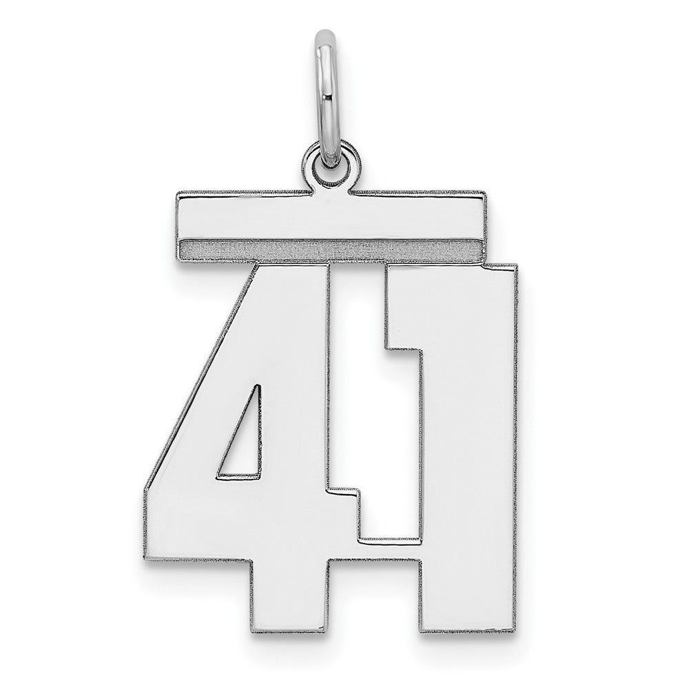 Sterling/Silver Rhodium-plated Polished Number 41 Charm, 21 x 16 mm