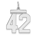 Sterling/Silver Rhodium-plated Polished Number 42 Charm, 21 x 16 mm