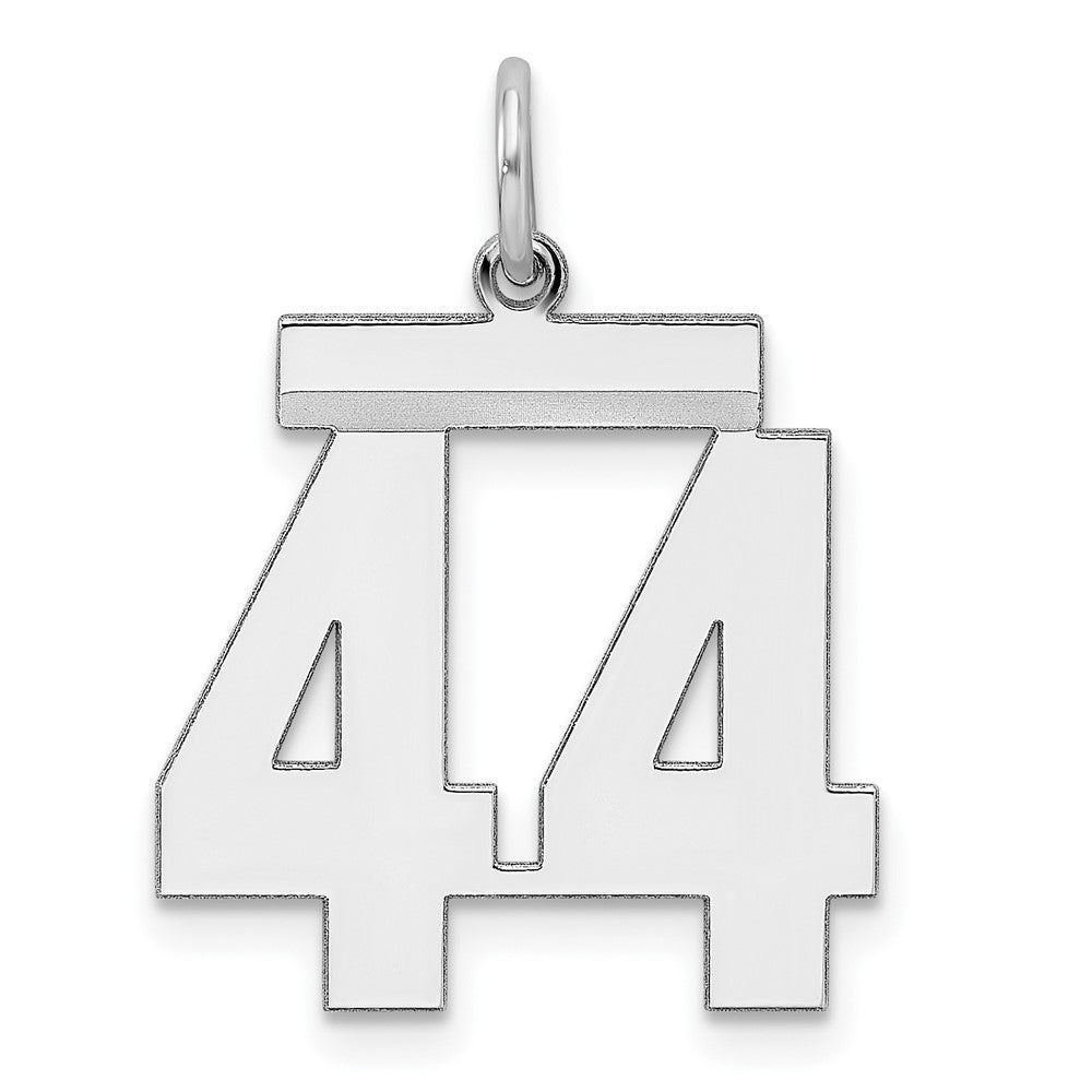 Sterling/Silver Rhodium-plated Polished Number 44 Charm, 21 x 16 mm
