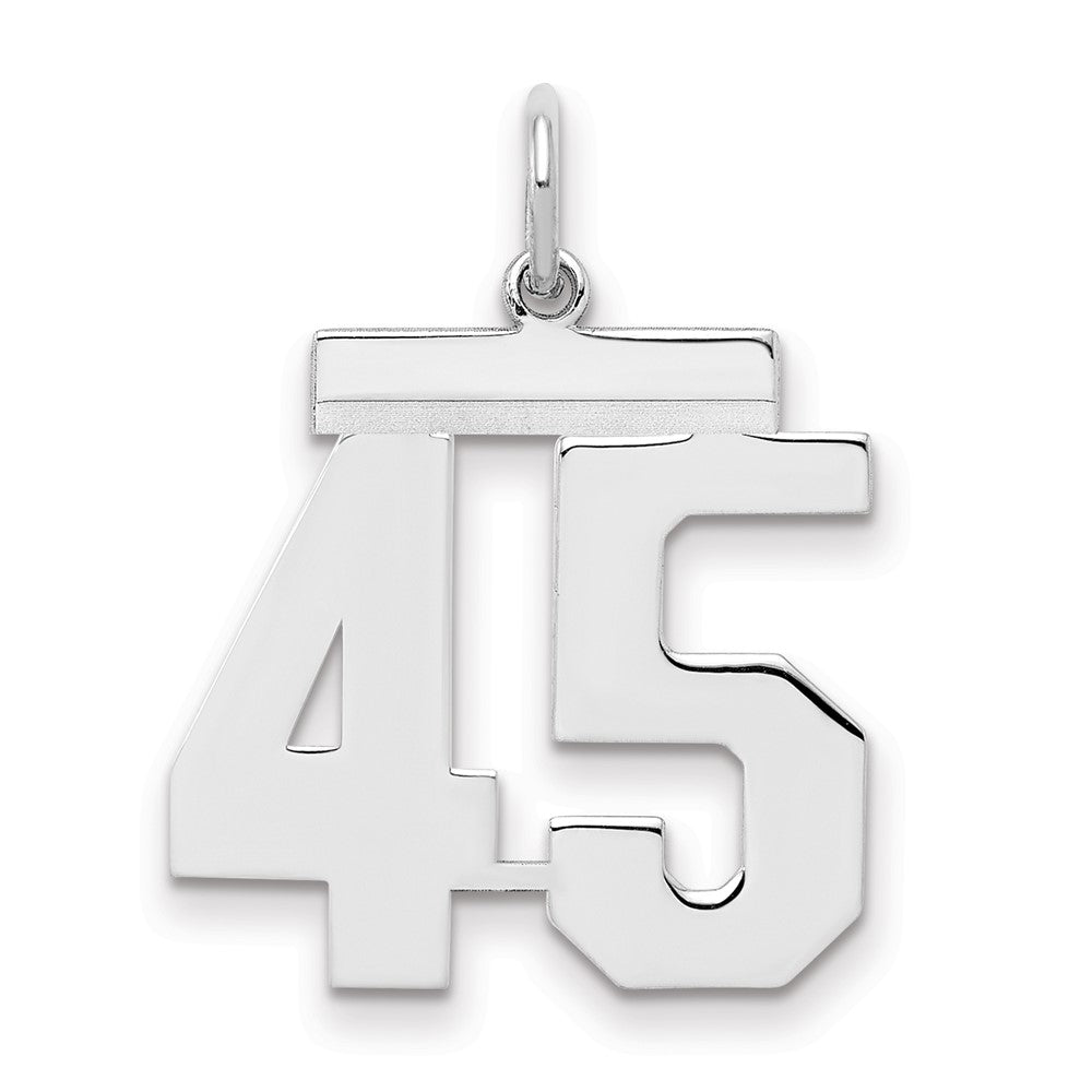 Sterling/Silver Rhodium-plated Polished Number 45 Charm, 21 x 16 mm