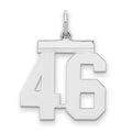 Sterling/Silver Rhodium-plated Polished Number 46 Charm, 21 x 16 mm
