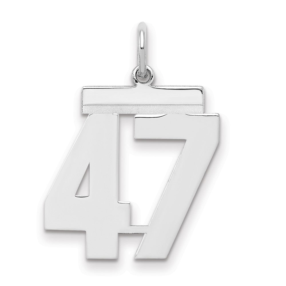 Sterling/Silver Rhodium-plated Polished Number 47 Charm, 21 x 16 mm