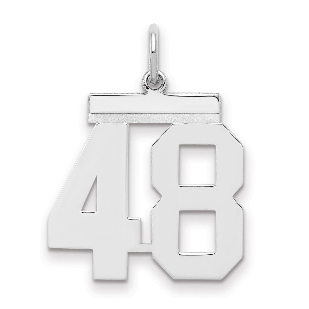 Sterling/Silver Rhodium-plated Polished Number 48 Charm, 21 x 16 mm