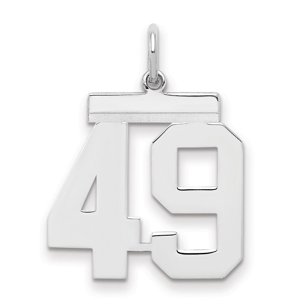 Sterling/Silver Rhodium-plated Polished Number 49 Charm, 21 x 16 mm