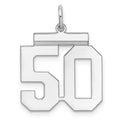 Sterling/Silver Rhodium-plated Polished Number 50 Charm, 21 x 16 mm